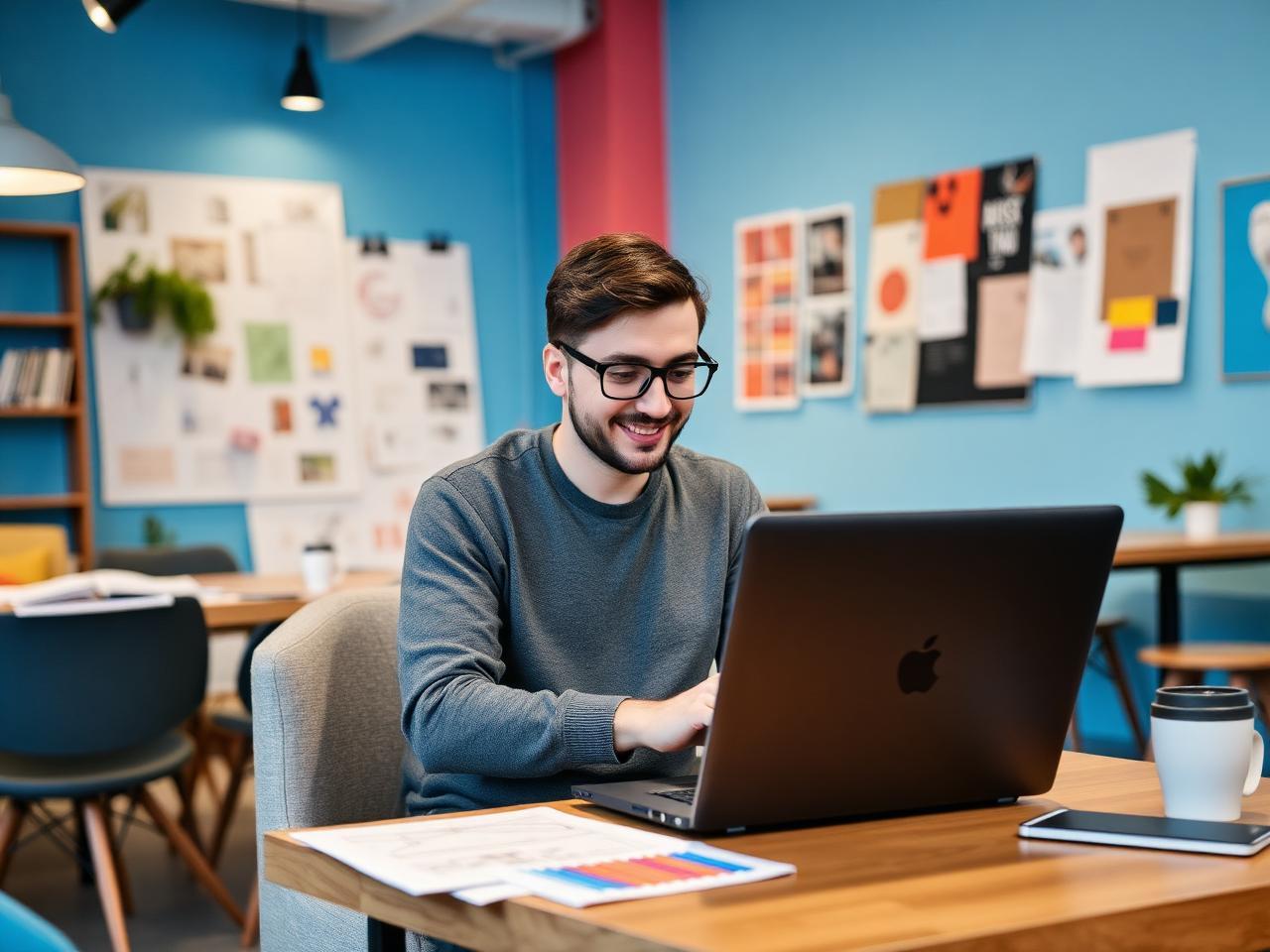 Freelance créatif travaillant sur son ordinateur